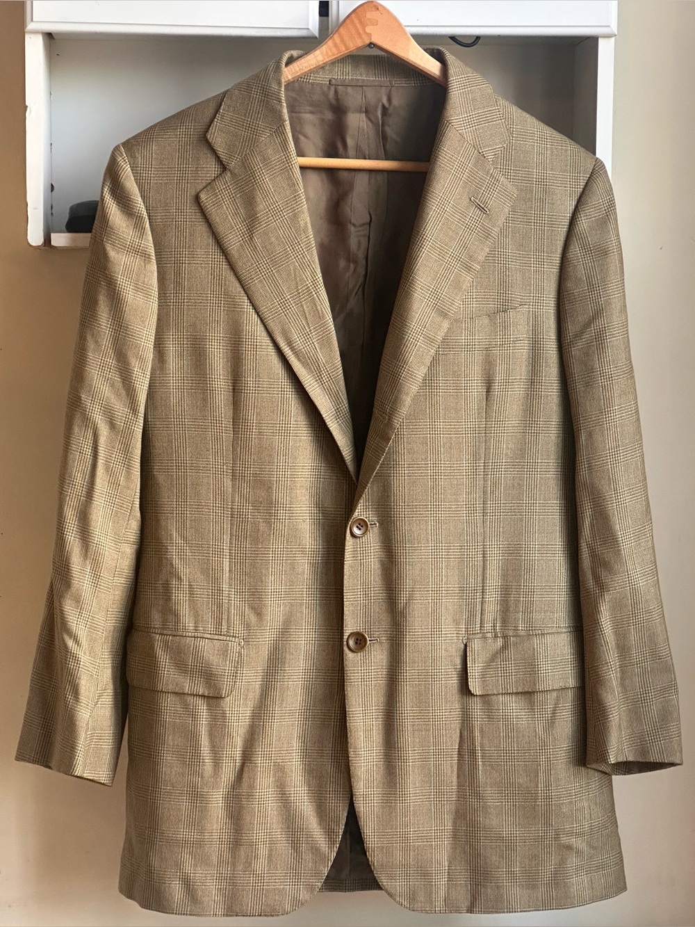 Luciano Barbera Brown Glen Plaid Blue Windowpane Men’s Sports Coat Size 42 L